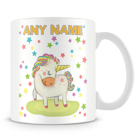 Unicorn Mug with Name - Rainbow Unicorn and Stars