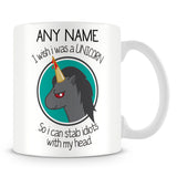 I Wish I Was a Unicorn Personalised Mug - Blue