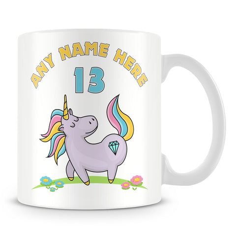 Unicorn Mug - Unicorn Birthday Cup with Name and Age