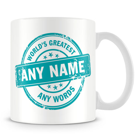Worlds Greatest 'Official' Stamp Personalised Mug – Blue