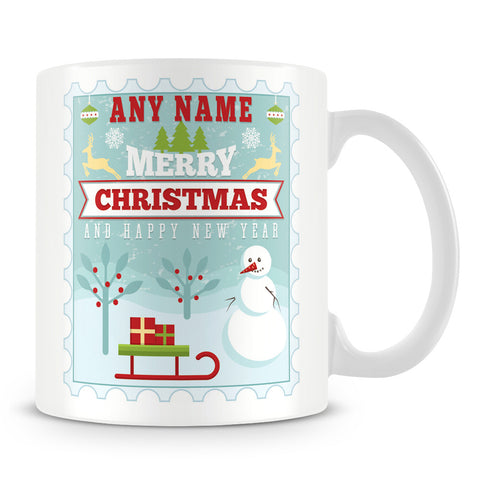 Christmas Postage Stamp Personalised Mug