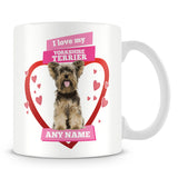 I Love My Yorkshire Terrier Dog Personalised Mug - Pink